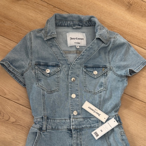 Juicy Couture Denim wide leg jumpsuit. NWT SZ XS - Picture 5 of 9